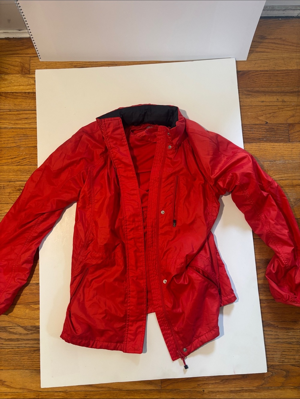 Uniqlo Women's Bright Red Lightweight Utility parka Jacket with Hood